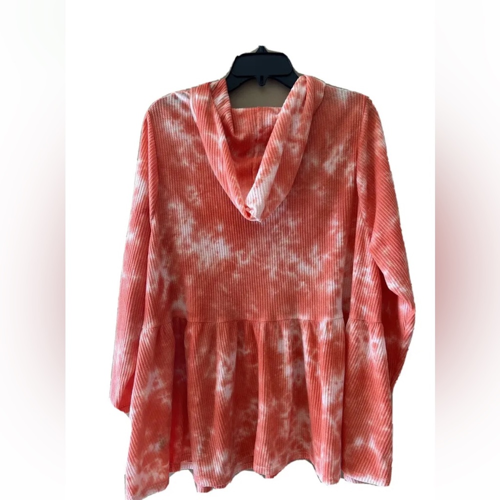 Plus Lane Bryant Tye Dye Babydoll Top Hoodie 22/24 Women’s Boho Long Sleeve